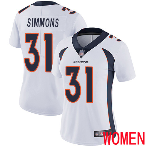 Women Denver Broncos #31 Justin Simmons White Vapor Untouchable Limited Player Football NFL Jersey